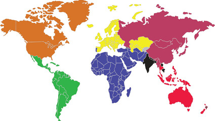 colour world map vector illustration