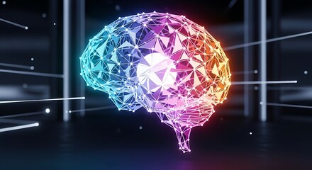 Abstract colorful brain network on dark background