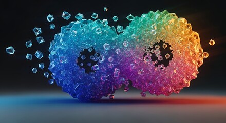 Two interconnected abstract geometric shapes