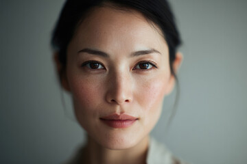 Artistic close-up portraits of young women with natural expressions and soft lighting