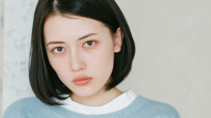 Artistic close-up portraits of young women with natural expressions and soft lighting