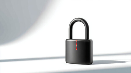Naklejka premium A black padlock with a red dot on it is sitting in the middle of a white background