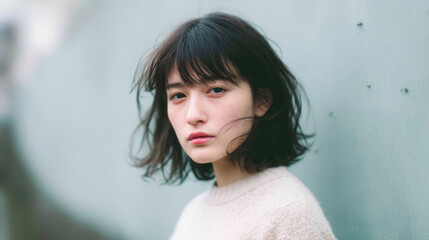 Artistic close-up portraits of young women with natural expressions and soft lighting