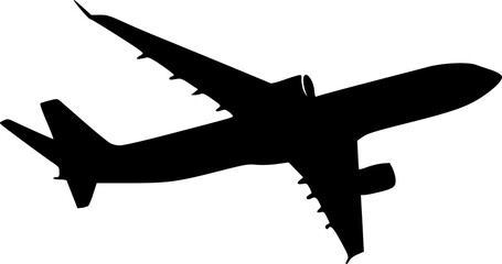 Silhouette of jet plane flying high simple vector illustration