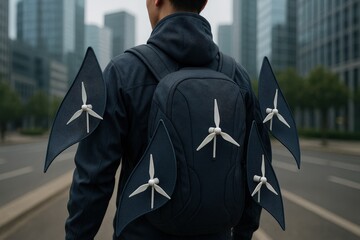 Innovative Backpack Design Featuring Miniature Wind Turbines for Sustainable Energy Generation in Urban Environments