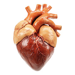 Realistic heart model illustrating human anatomy details on transparent background