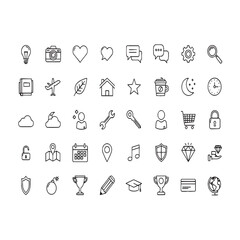 Fototapeta premium Modern technology and innovation icons scientific symbols isolated on white background silhouette.