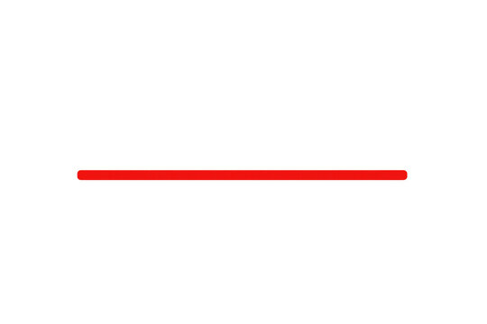 Red horizontal line drawing, simple minimal element, progress bar, loading indicator, transparent background