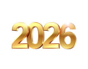 3D Gold “2026” with Colorful Gradient Glow and Sparkle Effects, Modern Celebration PNG