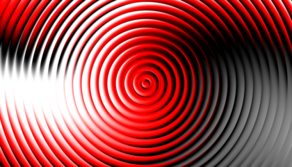 Red ripple glass texture abstract gradient background with optical circle wave pattern. Overlay illustration on transparent background