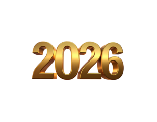Luxurious Golden “2026” in Night Sky with 3D Firework Effects, Premium Celebration PNG
