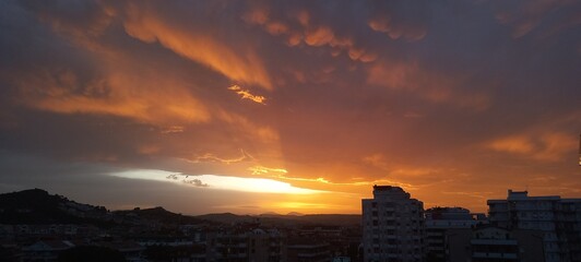 Sunset on the edge of an Italian city