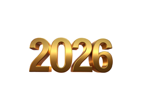 Luxurious Golden “2026” in Night Sky with 3D Firework Effects, Premium Celebration PNG