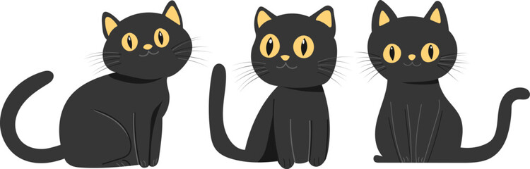 Cute kittens sitting, vector