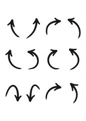 Set of black isolated arrows on white background. Stock illustration.