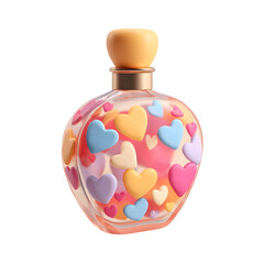 3d heart perfume bottle icon symbolizing romantic charm.
