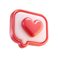 3d heart chat bubble icon symbolizing valentine love message.