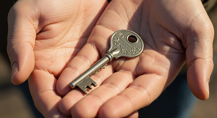 Hands Holding House Key for Real Estate Blogs, Homeownership Websites, Property Investment Articles, Security Awareness, and Personal Finance Content