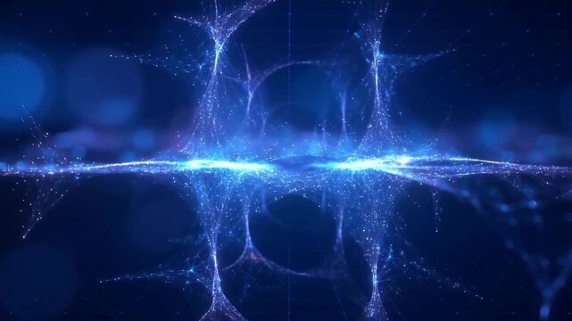 Captivating Digital Landscape: A Stunning Visualization of Blue Light Patterns and Energy Waves in a Mesmerizing Futuristic Environment