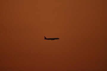Sunset with airplane