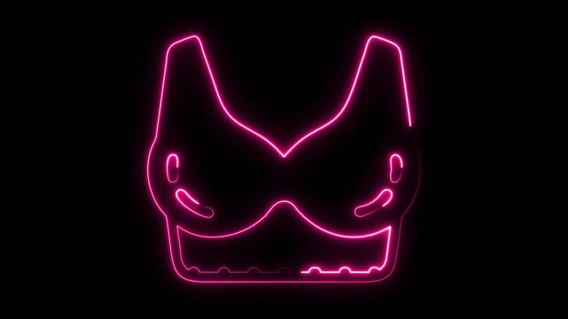 Vibrant neon pink lingerie outline glows on black, perfect for edgy designs, modern themes, or nightclub promotions with a sultry and playful vibe