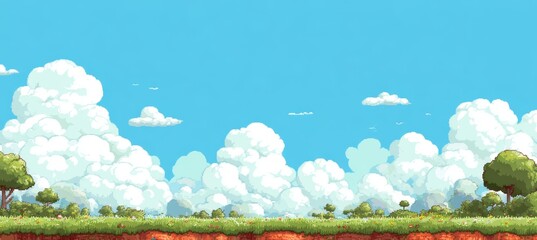 Rural area green grass field landscape background. Game setting backdrop theme. Generative AI technology.