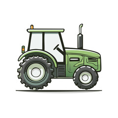 Obraz premium Modern Green Farm Tractor Illustration Side View Heavy Machinery