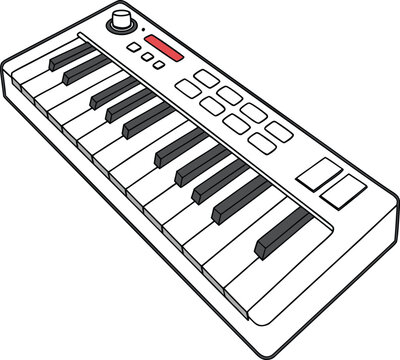 black and white keyboard synthesizer clip art preview