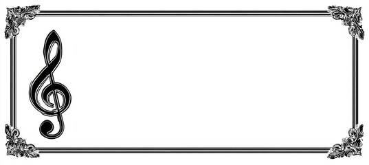 Treble clef symbol on blank frame copy space background. Music note composition. Generative AI technology.	
