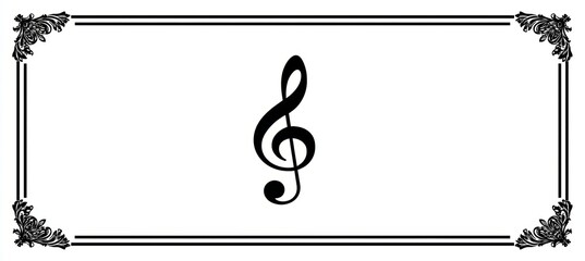 Treble clef symbol on blank background. Generative AI technology.	
