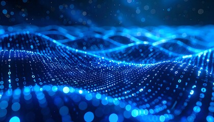 Abstract wavy blue particles