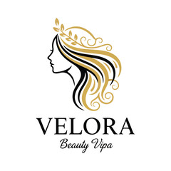 Velora elegant beauty spa feminine luxury wellness skincare flower face logo