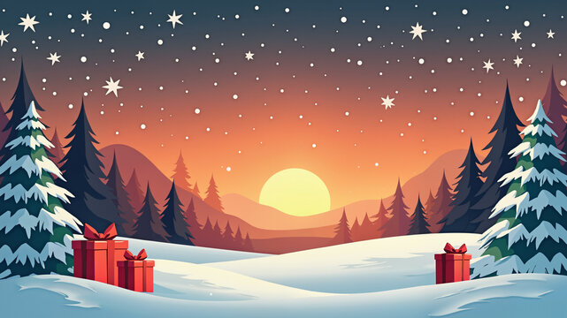 flat design chrismas and new year greeting card

