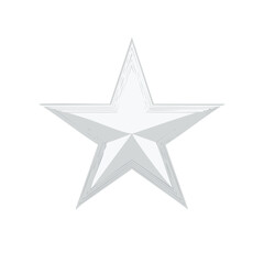 Obraz premium Stylized white five-pointed star with layered outlines and subtle gray shading, a modern abstract design.