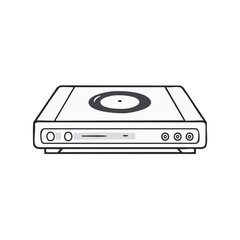 Fototapeta premium Vintage electronic device for playing music or videos with a circular top element and front panel buttons