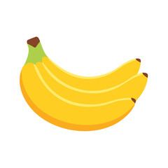 Bunch of ripe yellow bananas with green stem illustration graphic design element