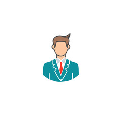 Fototapeta premium Professional Man Icon in Teal Suit and Red Tie Abstract Business Avatar