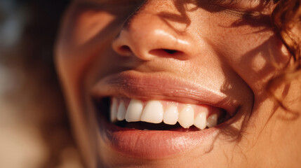 Close-up portraits of smiling women showing natural teeth and happiness