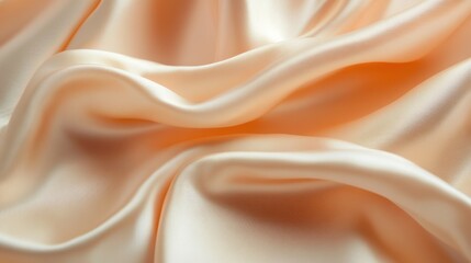 Obraz premium Luxurious beige silk fabric with soft wavy patterns and smooth texture