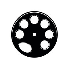 Vintage Film Reel Icon Silhouette for Cinema and Photography