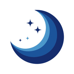 Fototapeta premium Stylized Crescent Moon and Stars in Deep Blue Hues for Nighttime or Dream Concepts