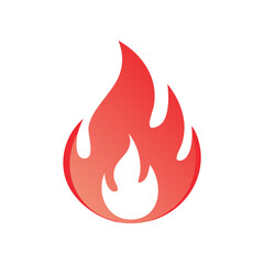 Stylized red flame symbol indicating heat energy and danger with a gradient effect