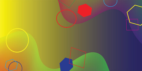 Abstract wavy background with stacked squares, circles, and hexagons. Vector design template for Brochures, Magazines, Posters, Presentations, and Portfolios.