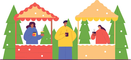 Obraz premium Christmas market vector illustration 