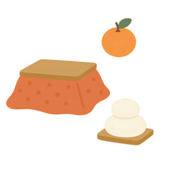 こたつとみかんのアイコン｜Kotatsu, Orange, and Mochi Icons