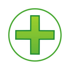 Fototapeta premium Green Medical Cross Inside Circle Symbol Sign Depicting Healthcare and Emergency Services