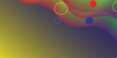 Abstract wavy background with stacked squares, circles, and hexagons. Vector design template for Brochures, Magazines, Posters, Presentations, and Portfolios.