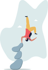 Harmony, balance or meditation, mindfulness relaxation for life wellness, zen or spiritual therapy, focus or concentration concept.life and employment of people.