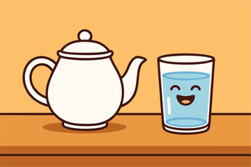 teapot vector with glass