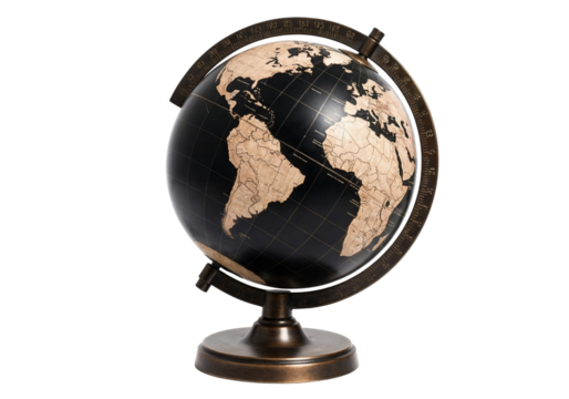 Antique Globe Earth, Detailed World Map, Vintage Spherical Representation, Geographic Learning Tool.